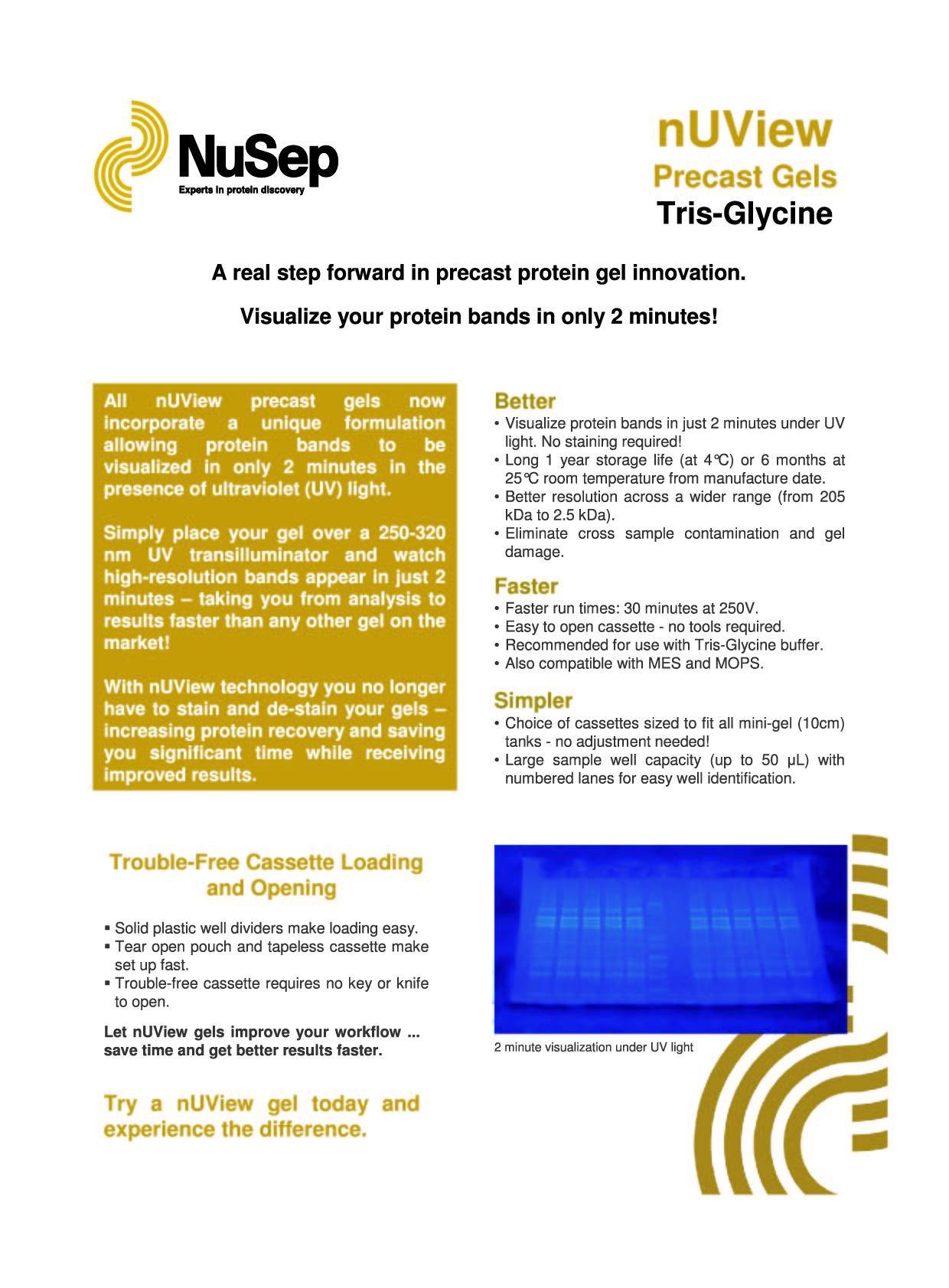 nUView Tris-Glycine Precast Gel Box for Bio-Rad gel tanks - protein gel innovation