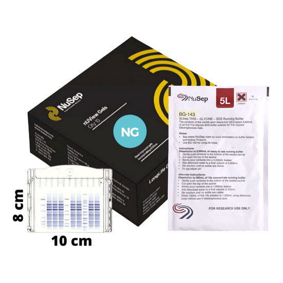 nUView Tris-Glycine UV reactive Precast Gel (NG)(Universal) 10 x 8cm. For 10 cm gel electrophoresis tanks